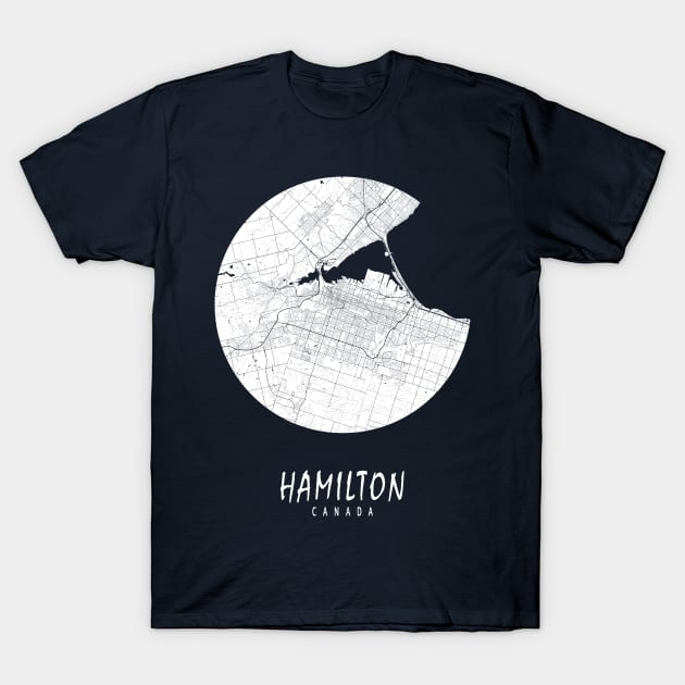 Hamilton, Canada City Map - Full Moon T-Shirt by deMAP Studio